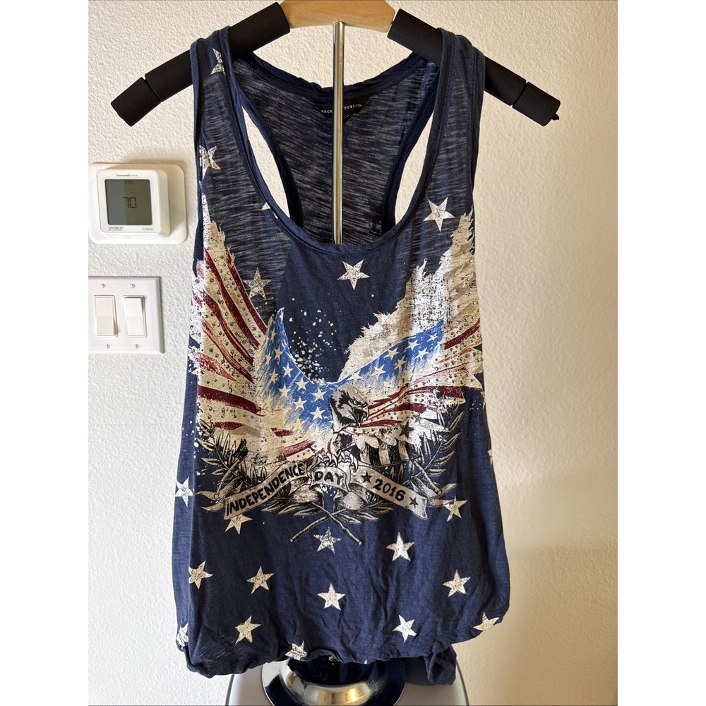 Rock & Republic Women's Patriotic Tank Top Independence Day 2016 Size L